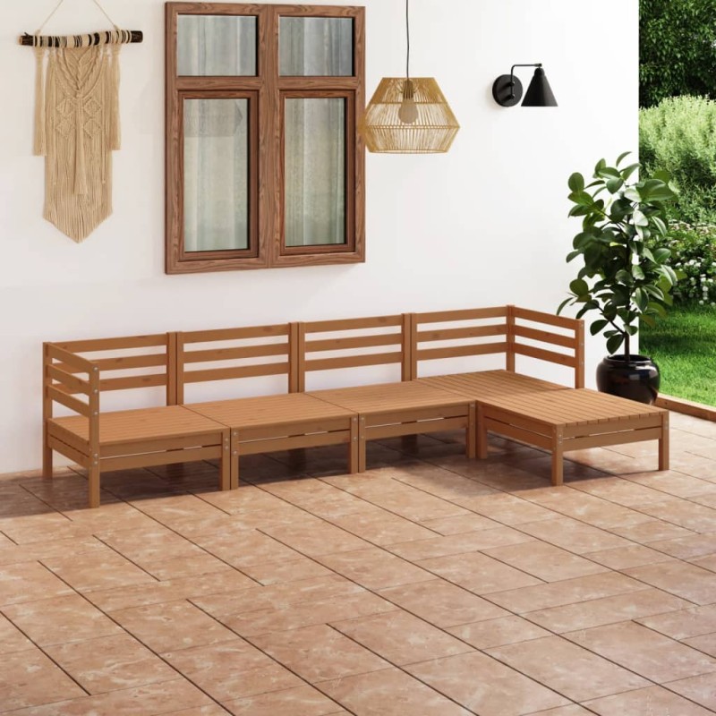 vidaXL Set Salotto da Giardino 5 pz in Legno Massello di Pino Miele vidaXL Set Salotto da Giardino 5 pz in Legno Massello di Pino Miele