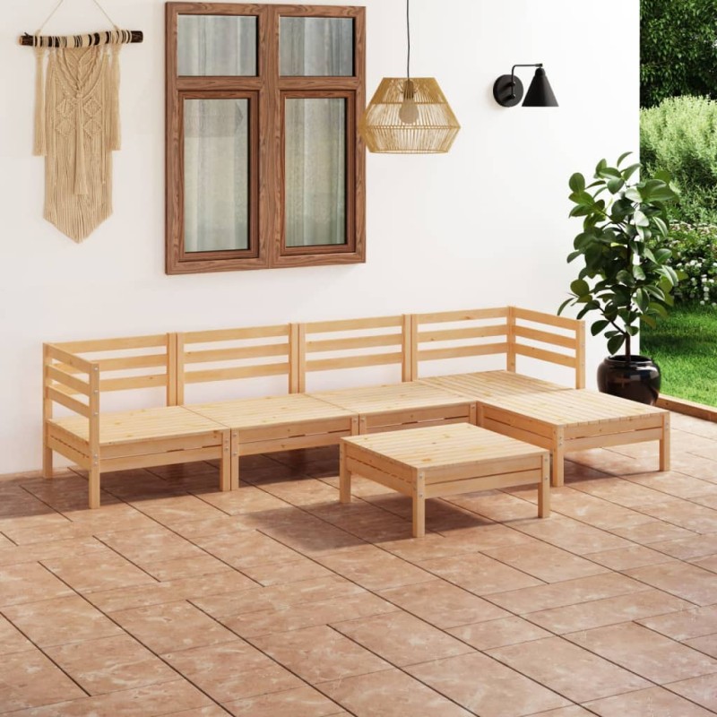 vidaXL Set Salotto da Giardino 6 pz in Legno Massello di Pino vidaXL Set Salotto da Giardino 6 pz in Legno Massello di Pino