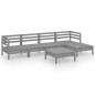 vidaXL Set Divani da Giardino 6 pz in Legno Massello di Pino Grigio vidaXL Set Divani da Giardino 6 pz in Legno Massello di Pino Grigio
