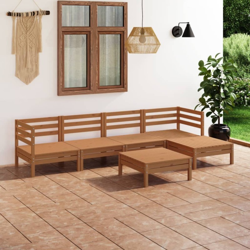 vidaXL Set Salotto da Giardino 6 pz in Legno Massello di Pino Miele vidaXL Set Salotto da Giardino 6 pz in Legno Massello di Pino Miele