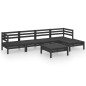 vidaXL Set Salotto da Giardino 6 pz in Legno Massello di Pino Nero