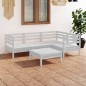 vidaXL Set Salotto da Giardino 5 pz in Legno Massello di Pino Bianco vidaXL Set Salotto da Giardino 5 pz in Legno Massello di Pino Bianco