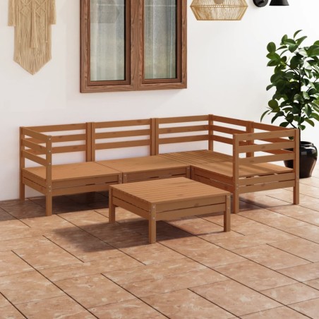 vidaXL Set Salotto da Giardino 5 pz in Legno Massello di Pino Miele