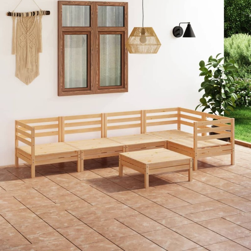 vidaXL Set Salotto da Giardino 6 pz in Legno Massello di Pino vidaXL Set Salotto da Giardino 6 pz in Legno Massello di Pino