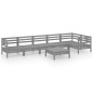 vidaXL Set Salotto da Giardino 7 pz in Legno Massello di Pino Grigio vidaXL Set Salotto da Giardino 7 pz in Legno Massello di Pino Grigio