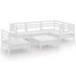 vidaXL Set Salotto da Giardino 6 pz in Legno Massello di Pino Bianco