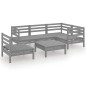 vidaXL Set Salotto da Giardino 6 pz in Legno Massello di Pino Grigio vidaXL Set Salotto da Giardino 6 pz in Legno Massello di Pino Grigio