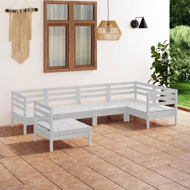 vidaXL Set Salotto da Giardino 6 pz in Legno Massello di Pino Bianco vidaXL Set Salotto da Giardino 6 pz in Legno Massello di Pino Bianco
