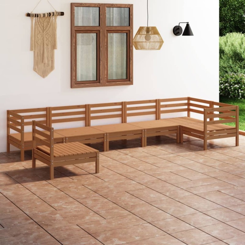 vidaXL Set Salotto da Giardino 7 pz in Legno Massello di Pino Miele