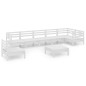 vidaXL Set Salotto da Giardino 8 pz in Legno Massello di Pino Bianco