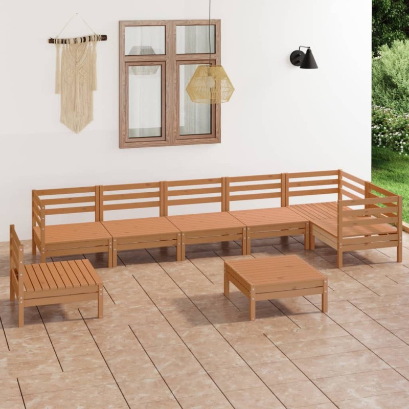 vidaXL Set Salotto da Giardino 8 pz in Legno Massello di Pino Miele vidaXL Set Salotto da Giardino 8 pz in Legno Massello di Pino Miele