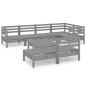 vidaXL Set Salotto da Giardino 8 pz in Legno Massello di Pino Grigio vidaXL Set Salotto da Giardino 8 pz in Legno Massello di Pino Grigio