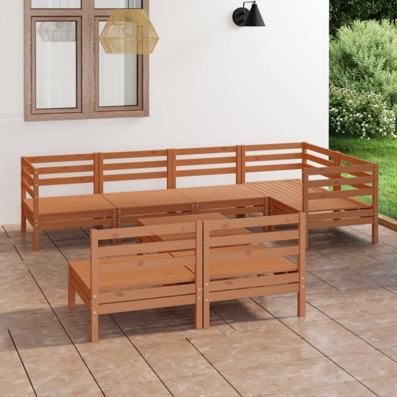 vidaXL Set Salotto da Giardino 8 pz in Legno Massello di Pino Ambra vidaXL Set Salotto da Giardino 8 pz in Legno Massello di Pino Ambra