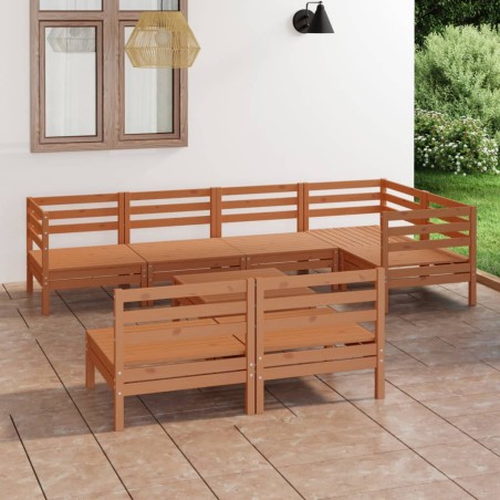 vidaXL Set Salotto da Giardino 8 pz in Legno Massello di Pino Ambra