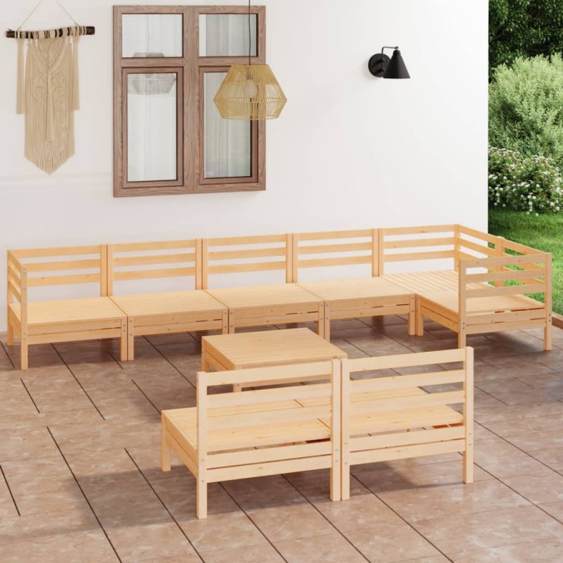 vidaXL Set Salotto da Giardino 9 pz in Legno Massello di Pino vidaXL Set Salotto da Giardino 9 pz in Legno Massello di Pino