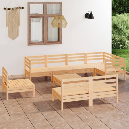 vidaXL Set Salotto da Giardino 9 pz in Legno Massello di Pino