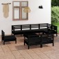 vidaXL Set Salotto da Giardino 9 pz in Legno Massello di Pino Nero vidaXL Set Salotto da Giardino 9 pz in Legno Massello di Pino Nero