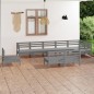 vidaXL Set Salotto da Giardino 9 pz in Legno Massello di Pino Grigio vidaXL Set Salotto da Giardino 9 pz in Legno Massello di Pino Grigio