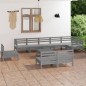 vidaXL Set Salotto da Giardino 10 pz in Legno Massello di Pino Grigio vidaXL Set Salotto da Giardino 10 pz in Legno Massello di Pino Grigio