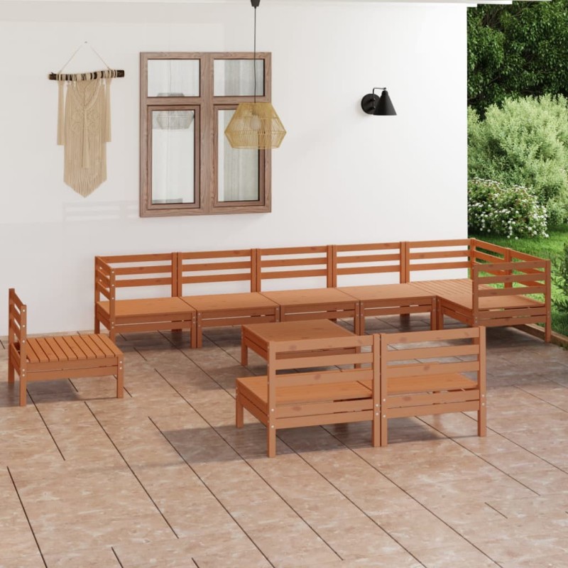 vidaXL Set Salotto da Giardino 10 pz in Legno Massello di Pino Miele vidaXL Set Salotto da Giardino 10 pz in Legno Massello di Pino Miele