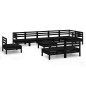 vidaXL Set Salotto da Giardino 10 pz in Legno Massello di Pino Nero vidaXL Set Salotto da Giardino 10 pz in Legno Massello di Pino Nero