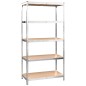 Scaffali 5 Ripiani 4 pz Argento in Acciaio e Legno Multistrato Scaffali 5 Ripiani 4 pz Argento in Acciaio e Legno Multistrato