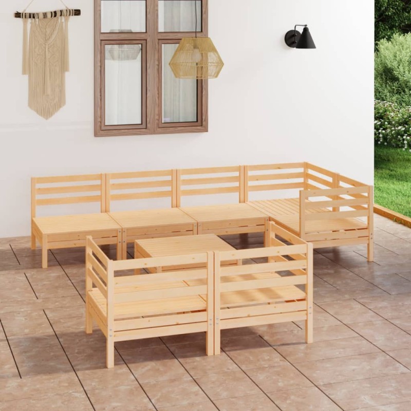 vidaXL Set Salotto da Giardino 8 pz in Legno Massello di Pino vidaXL Set Salotto da Giardino 8 pz in Legno Massello di Pino