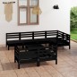 vidaXL Set Salotto da Giardino 8 pz in Legno Massello di Pino Nero vidaXL Set Salotto da Giardino 8 pz in Legno Massello di Pino Nero