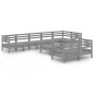 vidaXL Set Salotto da Giardino 9 pz in Legno Massello di Pino Grigio vidaXL Set Salotto da Giardino 9 pz in Legno Massello di Pino Grigio