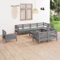 vidaXL Set Salotto da Giardino 9 pz in Legno Massello di Pino Grigio vidaXL Set Salotto da Giardino 9 pz in Legno Massello di Pino Grigio