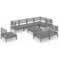 vidaXL Set Salotto da Giardino 9 pz in Legno Massello di Pino Grigio vidaXL Set Salotto da Giardino 9 pz in Legno Massello di Pino Grigio