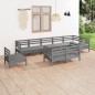 vidaXL Set Salotto da Giardino 9 pz in Legno Massello di Pino Grigio vidaXL Set Salotto da Giardino 9 pz in Legno Massello di Pino Grigio
