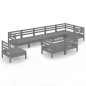 vidaXL Set Salotto da Giardino 9 pz in Legno Massello di Pino Grigio vidaXL Set Salotto da Giardino 9 pz in Legno Massello di Pino Grigio