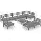 vidaXL Set Salotto da Giardino 10 pz in Legno Massello di Pino Grigio