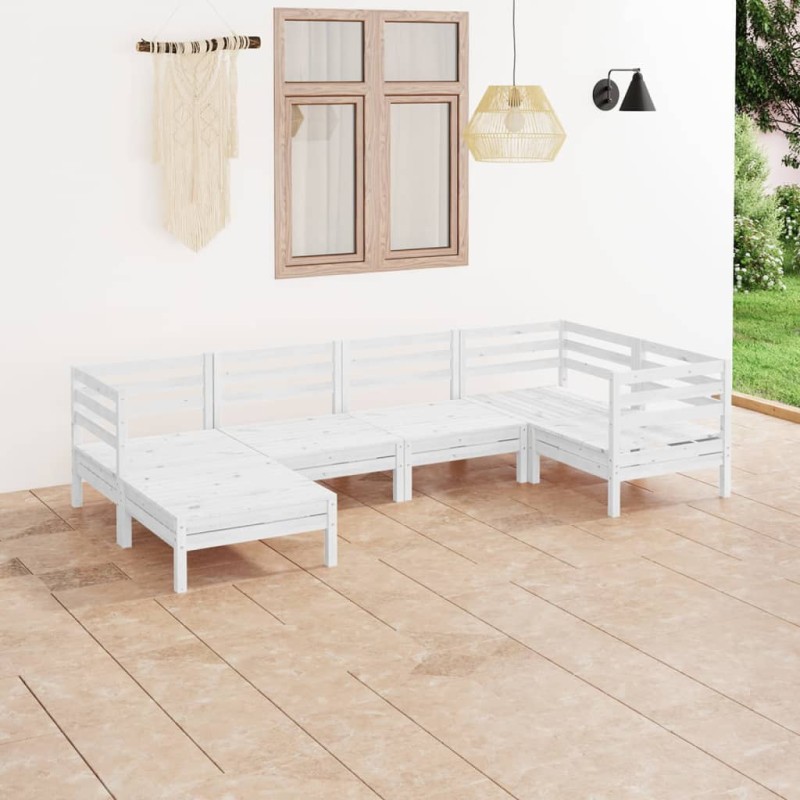 vidaXL Set Salotto da Giardino 6 pz in Legno Massello di Pino Bianco vidaXL Set Salotto da Giardino 6 pz in Legno Massello di Pino Bianco