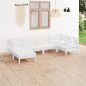 vidaXL Set Salotto da Giardino 6 pz in Legno Massello di Pino Bianco vidaXL Set Salotto da Giardino 6 pz in Legno Massello di Pino Bianco