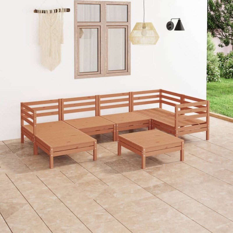 vidaXL Set Salotto da Giardino 7 pz in Legno Massello di Pino Miele vidaXL Set Salotto da Giardino 7 pz in Legno Massello di Pino Miele