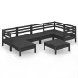 vidaXL Set Salotto da Giardino 7 pz in Legno Massello di Pino Nero vidaXL Set Salotto da Giardino 7 pz in Legno Massello di Pino Nero
