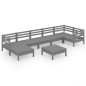 vidaXL Set Salotto da Giardino 8 pz in Legno Massello di Pino Grigio vidaXL Set Salotto da Giardino 8 pz in Legno Massello di Pino Grigio
