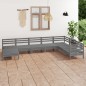 vidaXL Set Salotto da Giardino 8 pz in Legno Massello di Pino Grigio vidaXL Set Salotto da Giardino 8 pz in Legno Massello di Pino Grigio