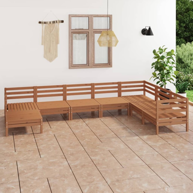 vidaXL Set Salotto da Giardino 8 pz in Legno Massello di Pino ambra