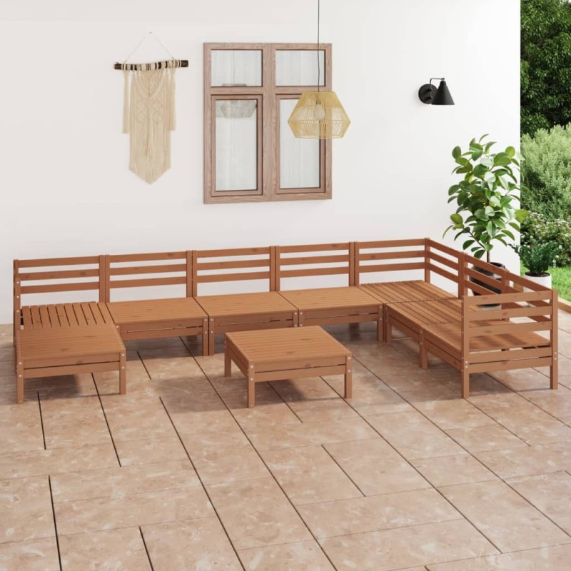 vidaXL Set Salotto da Giardino 9 pz in Legno Massello di Pino Miele vidaXL Set Salotto da Giardino 9 pz in Legno Massello di Pino Miele