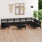 vidaXL Set Salotto da Giardino 9 pz in Legno Massello di Pino Nero vidaXL Set Salotto da Giardino 9 pz in Legno Massello di Pino Nero