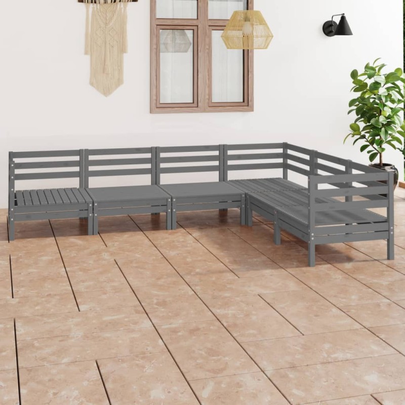 vidaXL Set Salotto da Giardino 6 pz in Legno Massello di Pino Grigio vidaXL Set Salotto da Giardino 6 pz in Legno Massello di Pino Grigio