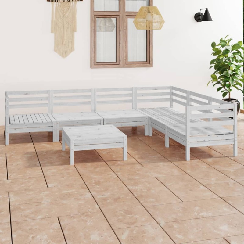 vidaXL Set Salotto da Giardino 7 pz in Legno Massello di Pino Bianco vidaXL Set Salotto da Giardino 7 pz in Legno Massello di Pino Bianco