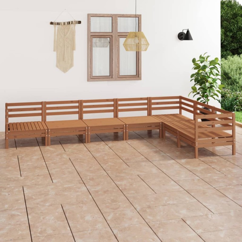 vidaXL Set Salotto da Giardino 7 pz in Legno Massello di Pino ambra vidaXL Set Salotto da Giardino 7 pz in Legno Massello di Pino ambra