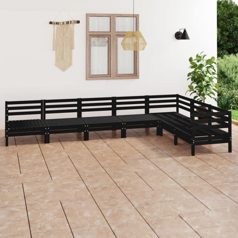 vidaXL Set Salotto da Giardino 7 pz in Legno Massello di Pino Nero vidaXL Set Salotto da Giardino 7 pz in Legno Massello di Pino Nero