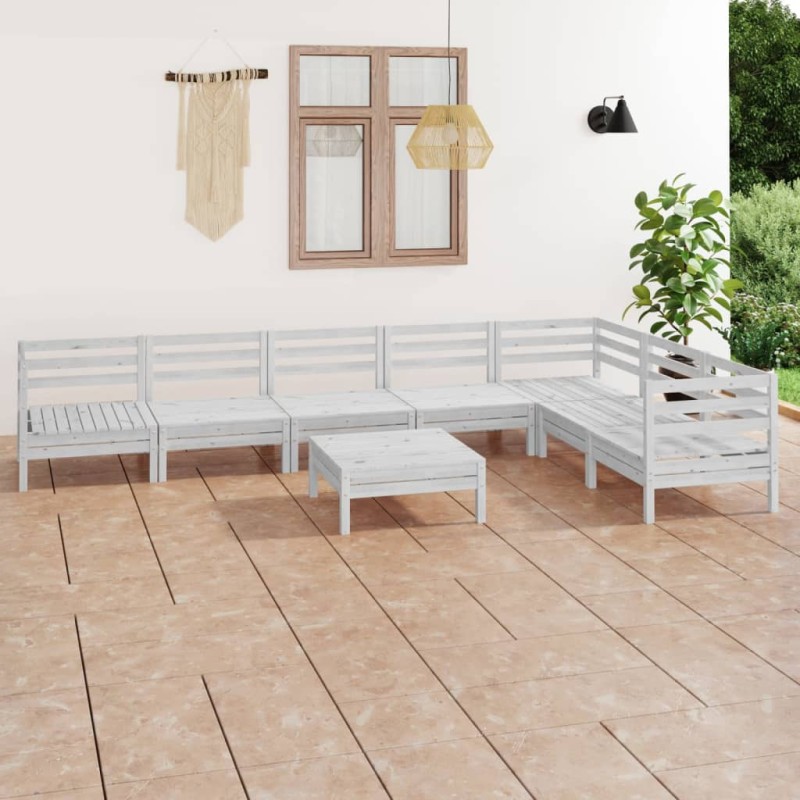 vidaXL Set Salotto da Giardino 8 pz in Legno Massello di Pino Bianco vidaXL Set Salotto da Giardino 8 pz in Legno Massello di Pino Bianco