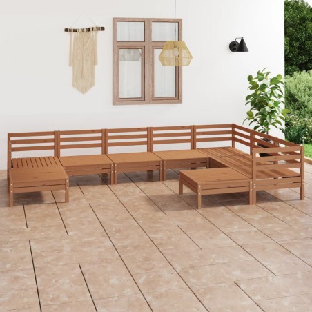 vidaXL Set Salotto da Giardino 9 pz in Legno Massello di Pino ambra