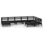 vidaXL Set Salotto da Giardino 9 pz in Legno Massello di Pino Nero